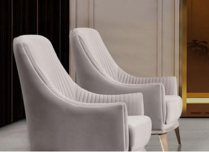 Sessel Gruppe Ohrensessel Modern Stoff Sitzer Polyester 2tlg Set Grau